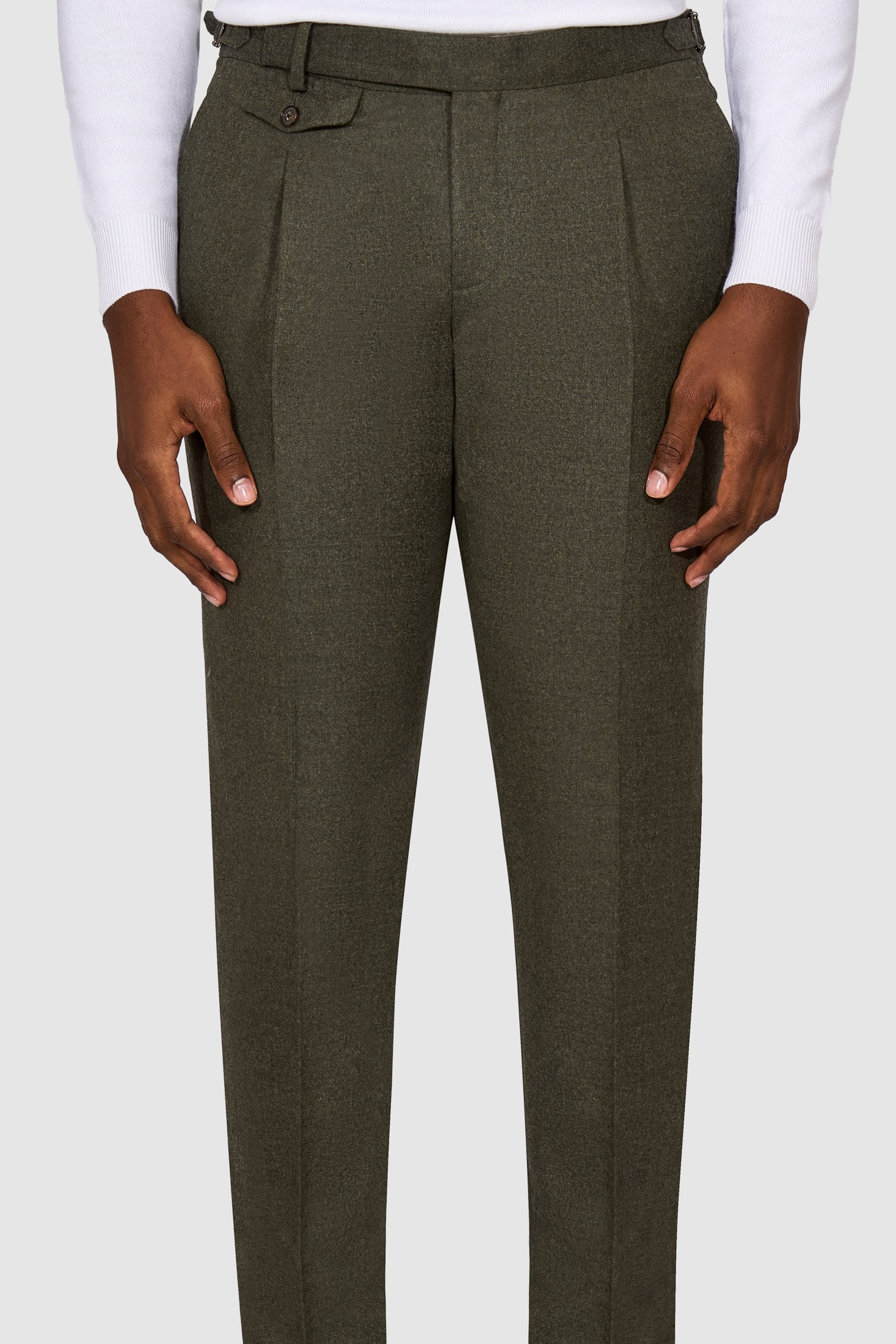 New Suitsupply Brentwood Green Pure Wool Flannel Pants - Waist Size 34 (Suit Size 40R)