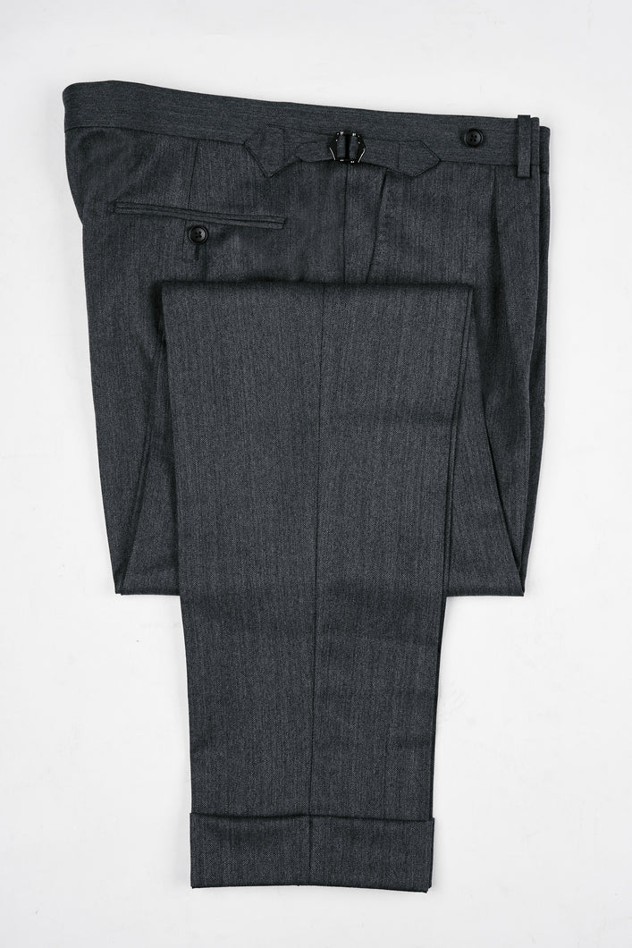 New Suitsupply Vigo Dark Gray Herringbone Pure Wool Pants - Waist Size 36 and 40