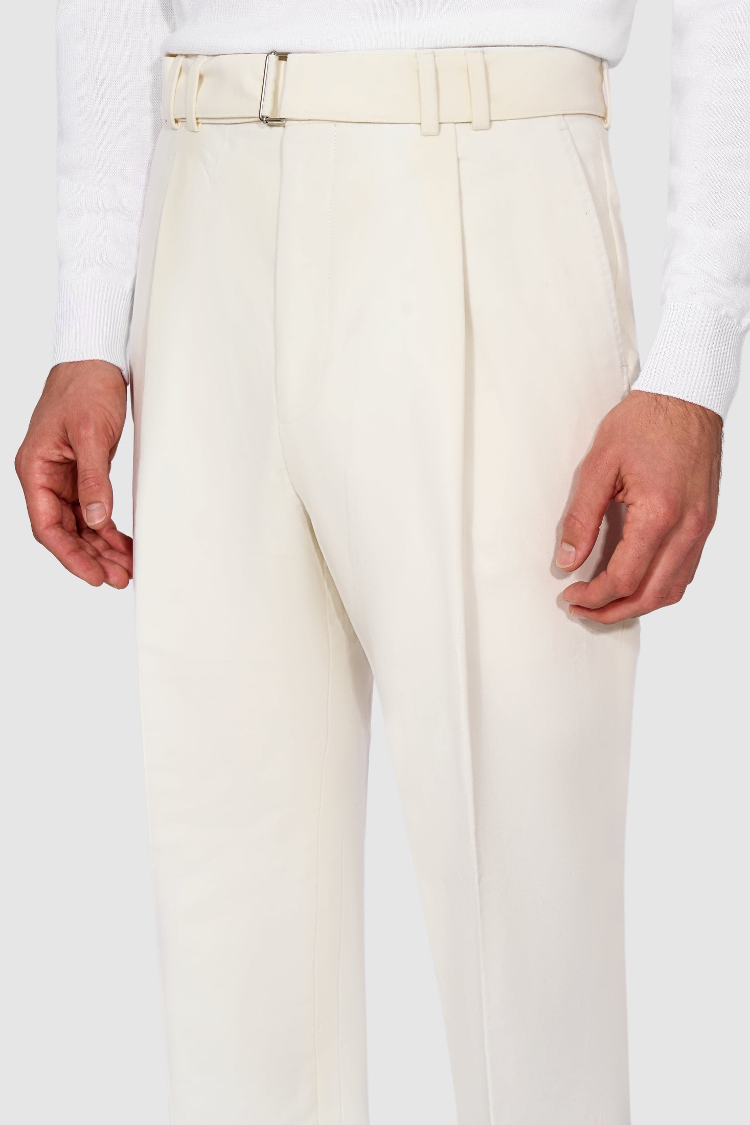 New Suitsupply Sortino Off White Moleskin Cotton Wide Leg Casual Fit Pants - Many Sizes Available