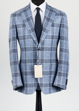 Load image into Gallery viewer, New Suitsupply Havana Light Blue Check Linen, Silk, Cotton Blazer - Size 36R and 38R