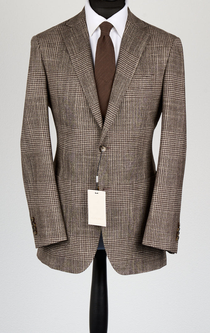 New Suitsupply Havana Brown Check Wool, Tussah Silk and Cashmere Blazer - Size 36R, 40R, 40L