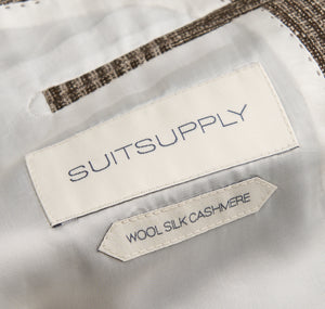 New Suitsupply Havana Brown Check Wool, Tussah Silk and Cashmere Blazer - Size 36R, 40R, 40L