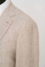 Load image into Gallery viewer, New Suitsupply Havana Light Brown Houndstooth Linen, Alpaca, Silk Unlined Blazer - Size 42L