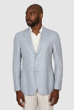 Load image into Gallery viewer, New Suitsupply Havana Light Blue Houndstooth Wool, Mulberry Silk, Linen Blazer - Size 36R and 38R