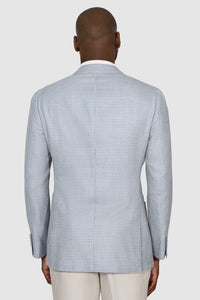 New Suitsupply Havana Light Blue Houndstooth Wool, Mulberry Silk, Linen Blazer - Size 36R and 38R