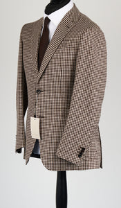 New Suitsupply Havana Brown Houndstooth Linen, Silk, Wool, Cotton Ferla Blazer - Size 34R and 38R