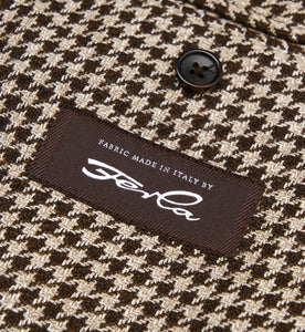 New Suitsupply Havana Brown Houndstooth Linen, Silk, Wool, Cotton Ferla Blazer - Size 34R and 38R