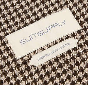 New Suitsupply Havana Brown Houndstooth Linen, Silk, Wool, Cotton Ferla Blazer - Size 34R and 38R