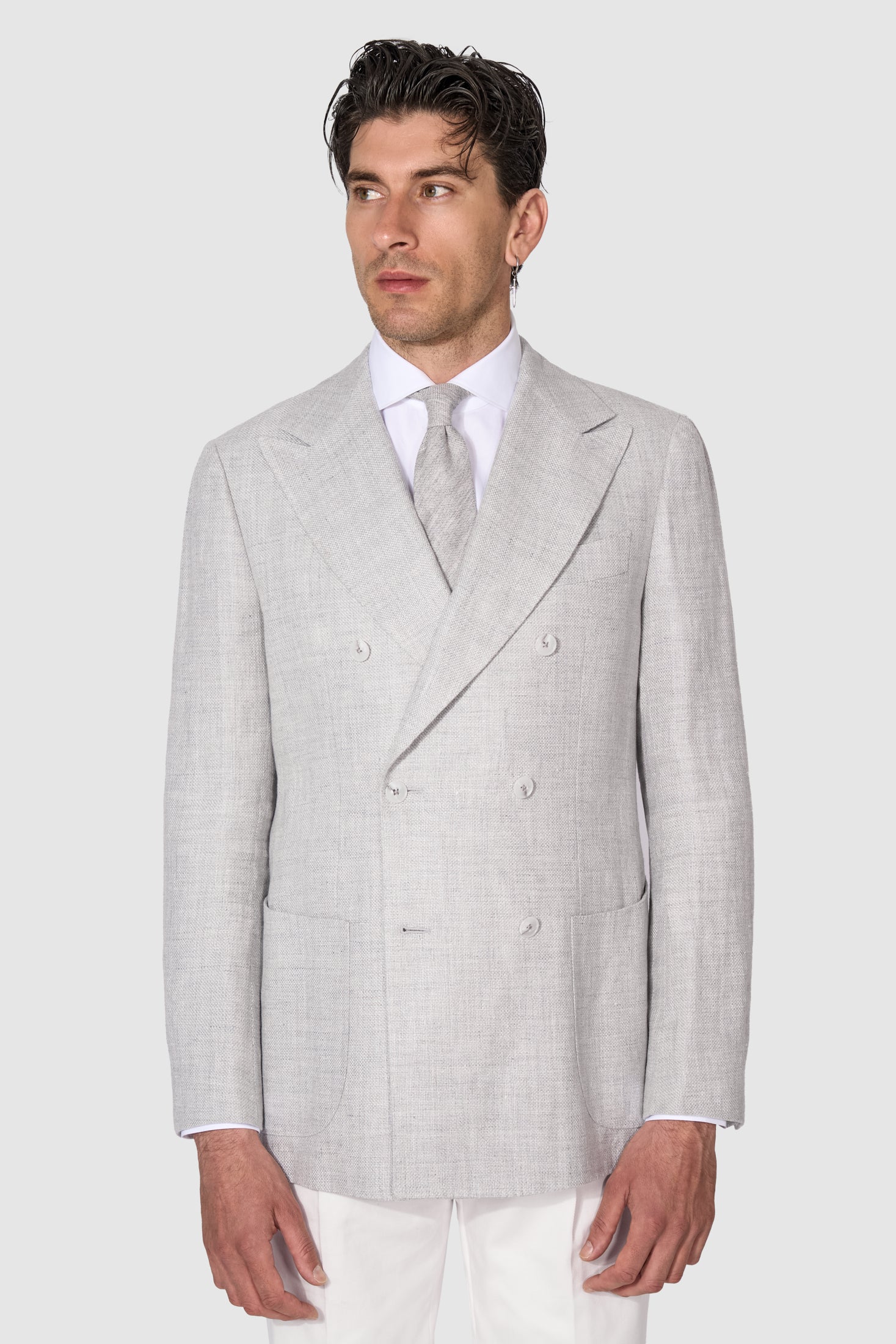 New Suitsupply Havana Light Gray Linen, Wool, Mulberry Silk DB Zegna Blazer - Size 36R and 40S (Final Sale)