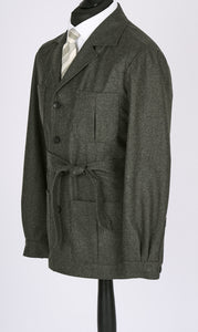 New Suitsupply Sahara Green/Gray Pure Wool Light Flannel Safari Jacket - 36R, 38R, 40R, 42R, 44R, 46R