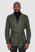 Load image into Gallery viewer, New Suitsupply Sahara Green/Gray Pure Wool Light Flannel Safari Jacket - 36R, 38R, 40R, 42R, 44R, 46R