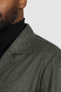 New Suitsupply Sahara Green/Gray Pure Wool Light Flannel Safari Jacket - 36R, 38R, 40R, 42R, 44R, 46R