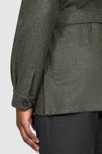 New Suitsupply Sahara Green/Gray Pure Wool Light Flannel Safari Jacket - 36R, 38R, 40R, 42R, 44R, 46R