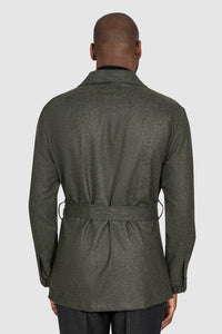 New Suitsupply Sahara Green/Gray Pure Wool Light Flannel Safari Jacket - 36R, 38R, 40R, 42R, 44R, 46R