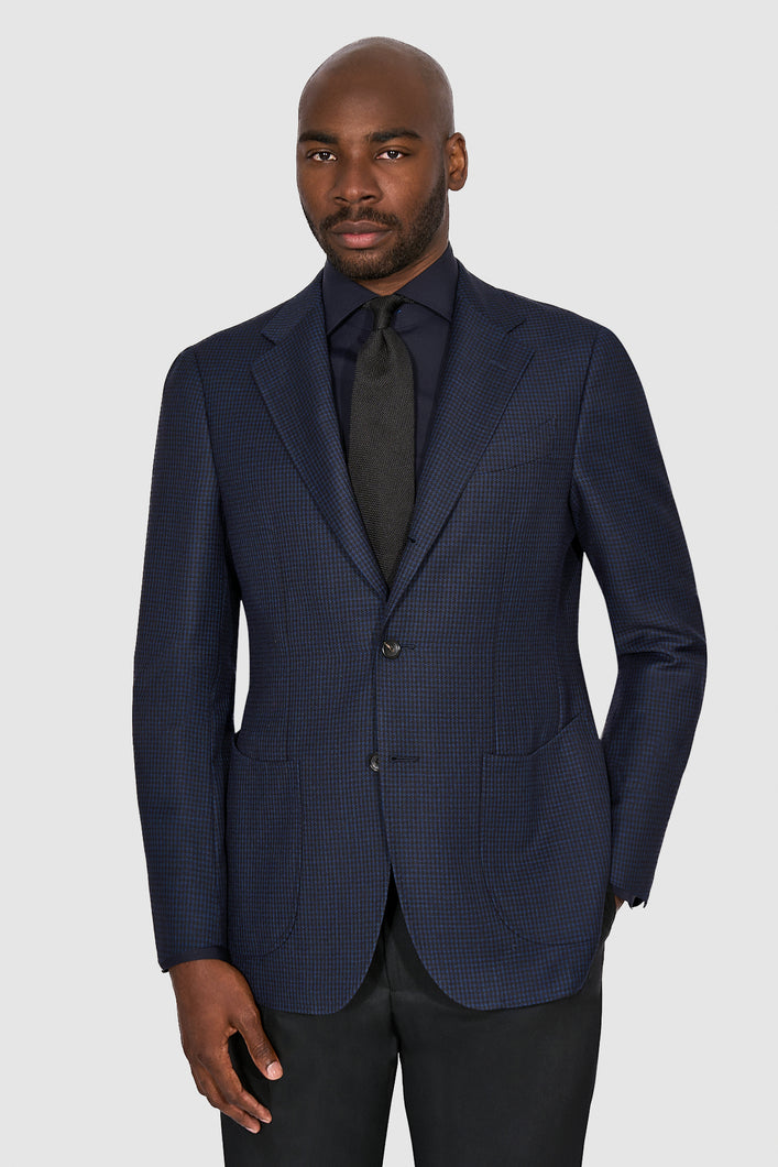 New Suitsupply Havana Navy Houndstooth Wool and Mohair Half Lined Blazer - Size 36R and 38S