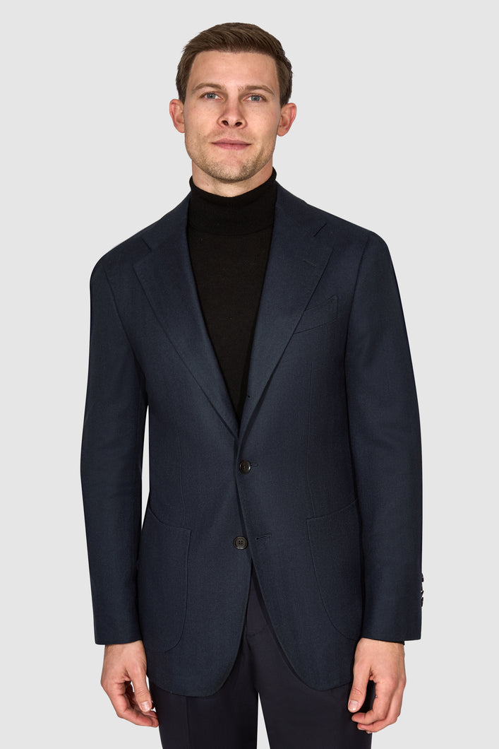 New Suitsupply Havana Tulip Navy Herringbone Wool and Cashmere Blazer - Size 36S, 38S, 40S, 42S