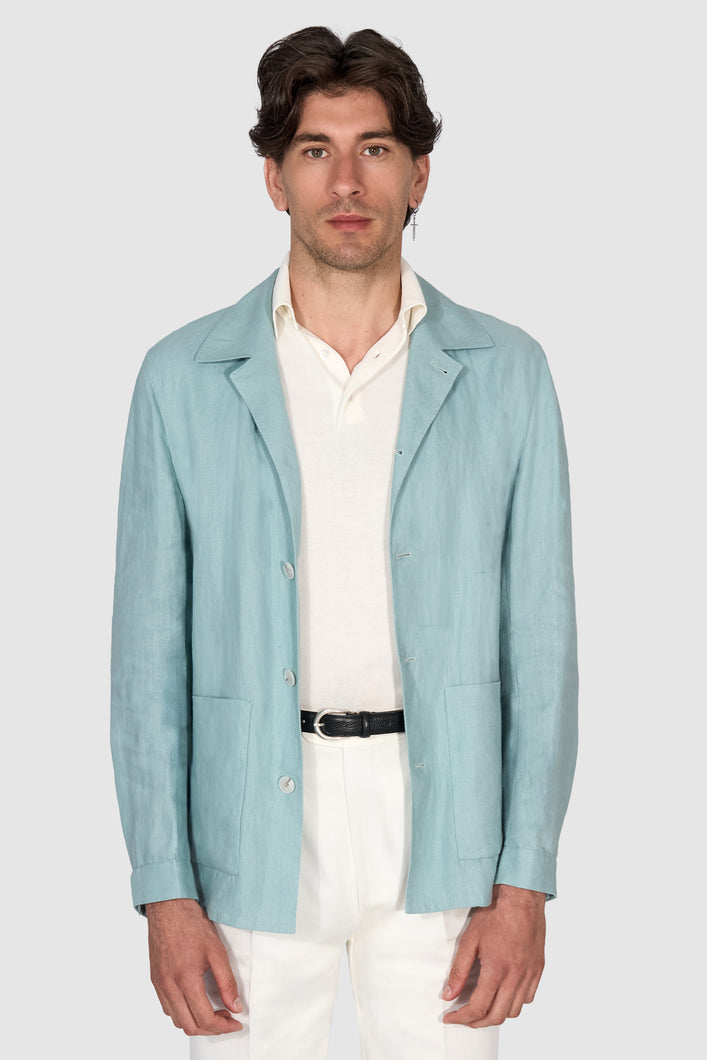 New Suitsupply Walter Mint Blue Pure Linen Shirt Jacket - Many Sizes Available