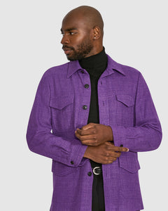 New Suitsupply William Purple Silk, Linen and Cotton Shirt Jacket - Size 38R, 40R, 42R, 44R (True To Size)