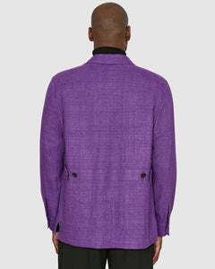 New Suitsupply William Purple Silk, Linen and Cotton Shirt Jacket - Size 38R, 40R, 42R, 44R (True To Size)