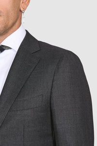 New SUITREVIEW Elmhurst Dark Gray Birdseye Pure Wool All Season Suit - Size 44R  (No Ticket Pocket)