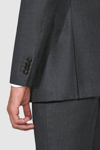 New SUITREVIEW Elmhurst Dark Gray Birdseye Pure Wool All Season Suit - Size 44R  (No Ticket Pocket)