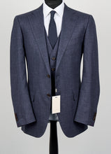 Load image into Gallery viewer, New Suitsupply Lazio Navy Check Wool, Silk and Linen 3 Piece Suit - Size 46R