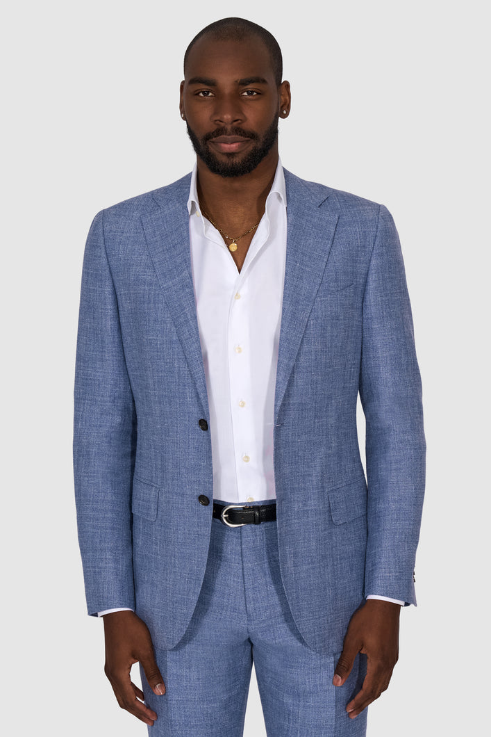 New Suitsupply Lazio Light Blue Wool, Silk and Linen Suit - Size 36R (Final Sale)