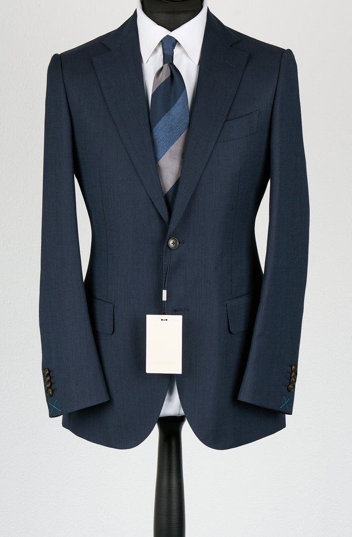 New Suitsupply Lazio Navy Plain Pure Wool Super 110s All Season Suit - Size 46L