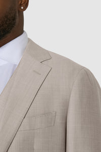 New Suitsupply Havana Light Brown Herringbone Wool, Silk, Linen 3 Piece DB Suit - Size 46L (Final Sale)