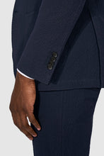 Load image into Gallery viewer, New SUITREVIEW Elmhurst Navy Blue Pure Cotton Stretch Seersucker Suit - Size 38R (Available Now)