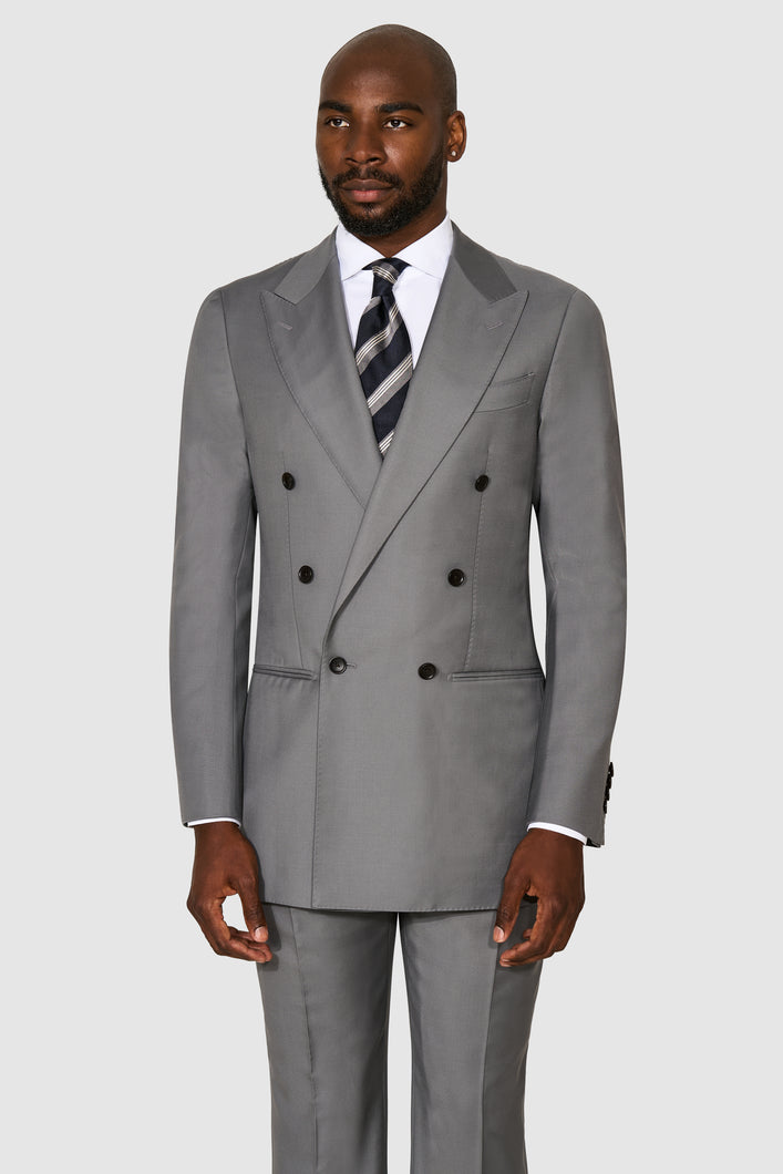 New Suitsupply Havana Steel Gray Pure Wool Super 110s All Season Low DB Suit - Size 40L