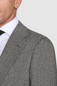 New Suitsupply Havana Tulip Mid Gray Herringbone Pure Wool 3 Piece Suit - Size 36R