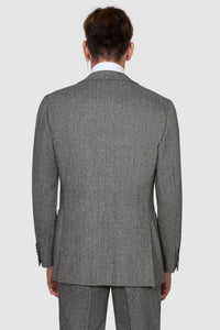 New Suitsupply Havana Tulip Mid Gray Herringbone Pure Wool 3 Piece Suit - Size 36R