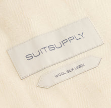 Load image into Gallery viewer, New Suitsupply Havana Jetted Off White Herringbone Wool, Tussah Silk, Linen 3 Piece DB Suit - Size 42L, 46R, 46L (Final Sale)