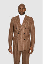 Load image into Gallery viewer, New SUITREVIEW Elmhurst Ginger Chalkstripe Wool and Cashmere DB Suit - Size 40L and 42R