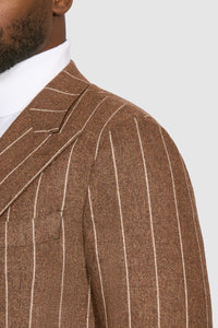 New SUITREVIEW Elmhurst Ginger Chalkstripe Wool and Cashmere DB Suit - Size 40L and 42R