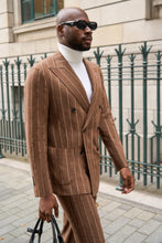 Load image into Gallery viewer, New SUITREVIEW Elmhurst Ginger Chalkstripe Wool and Cashmere DB Suit - Size 40L and 42R