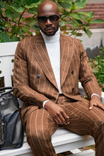 Load image into Gallery viewer, New SUITREVIEW Elmhurst Ginger Chalkstripe Wool and Cashmere DB Suit - Size 40L and 42R