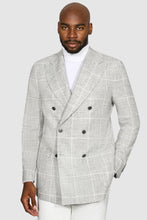 Load image into Gallery viewer, New SUITREVIEW Elmhurst Light Gray Windowpane Alpaca and Wool Ferla Blazer - Size 40L (Other Sizes Special Order)