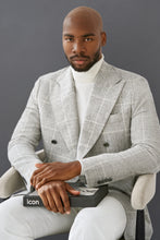 Load image into Gallery viewer, New SUITREVIEW Elmhurst Light Gray Windowpane Alpaca and Wool Ferla Blazer - Size 40L (Other Sizes Special Order)