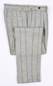 New SUITREVIEW Elmhurst Light Gray Cinnamon Stripe Alpaca and Wool Ferla Suit - Size 40R and 40L (Other Sizes Special Order)