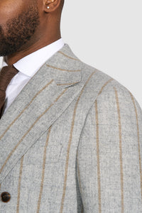 New SUITREVIEW Elmhurst Light Gray Cinnamon Stripe Alpaca and Wool Ferla Suit - Size 40R and 40L (Other Sizes Special Order)