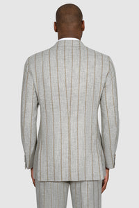 New SUITREVIEW Elmhurst Light Gray Cinnamon Stripe Alpaca and Wool Ferla Suit - Size 40R and 40L (Other Sizes Special Order)