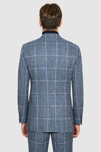 New SUITREVIEW Elmhurst Blue Glencheck Wool and Alpaca Ferla Suit - 38L and 42R (Other Sizes Special Order)