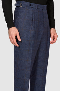 New SUITREVIEW Elmhurst Storm Blue/Brown Check Pure Wool Loro Piana Suit - Size 42R (Other Sizes Special Order!!)