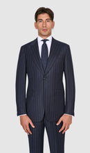 Load image into Gallery viewer, New SUITREVIEW Elmhurst Navy Chalkstripe Wool and Cashmere Loro Piana Suit - Size 48L (Waist Size 40)