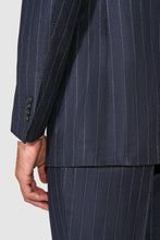 Load image into Gallery viewer, New SUITREVIEW Elmhurst Navy Chalkstripe Wool and Cashmere Loro Piana Suit - Size 48L (Waist Size 40)