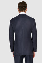 Load image into Gallery viewer, New SUITREVIEW Elmhurst Navy Chalkstripe Wool and Cashmere Loro Piana Suit - Size 48L (Waist Size 40)