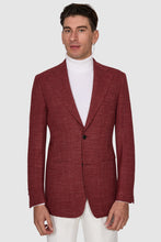 Load image into Gallery viewer, New SUITREVIEW Elmhurst Berry Red Wool and Linen Blazer - Size 38L and 42S