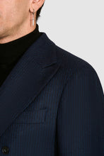 Load image into Gallery viewer, New SUITREVIEW Elmhurst Midnight Stripe Pure Wool Flannel Unlined Suit - All Sizes Special Order